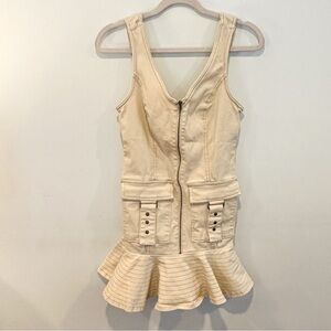 Cream Sleeveless Dress with Ruffle Hem | Size 4